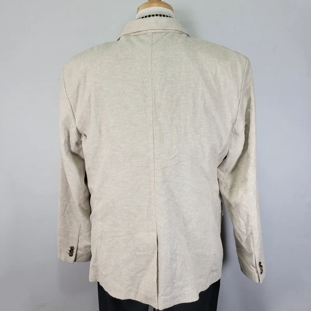 Old Navy Men's Sport Coat Blazer Two‎ Button Beige Linen Cotton Size XL NEW